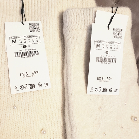 Stunning Ivory Sweater Set with Pearl Embellishment Zara NWT size M - Picture 5 of 5